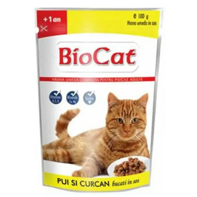 Biocat υγρή τροφή γάτας με κοτόπουλο 100gr
