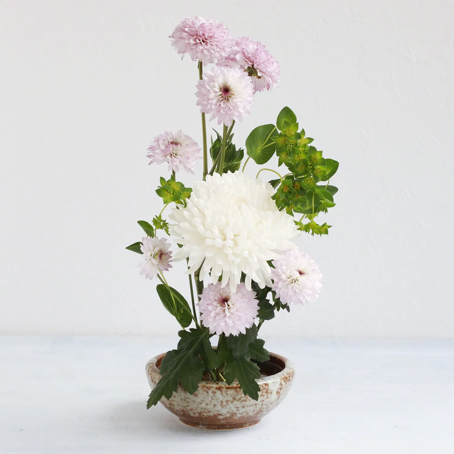 Minoyaki Series Βάζο Ikebana Στρογγυλό 125mm Λευκό