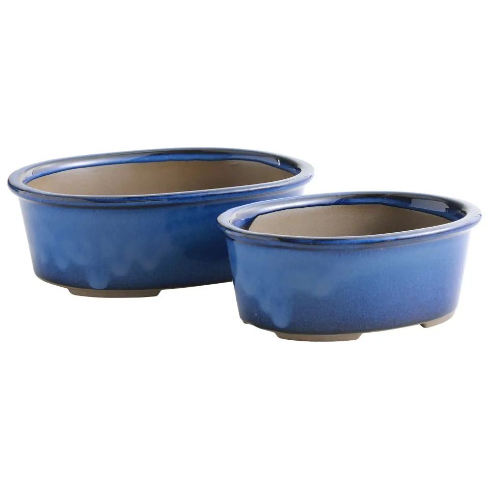 Wazakura Banko Οβάλ Γλάστρες Bonsai 2τμχ Namako Blue