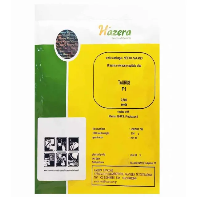 Hazera Taurus F1 Σπόροι Λάχανου Λευκού 2500 σπόροι