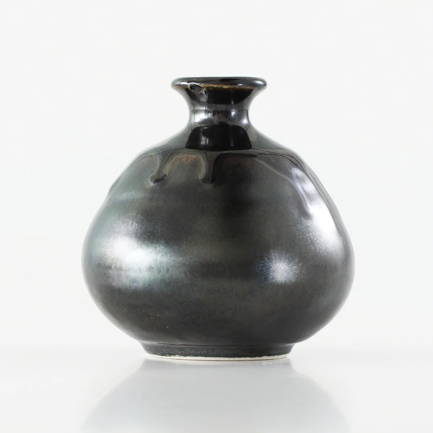Wazakura Minoyaki βάζο ικεμπάνα μπουκάλι μαύρο 85mm