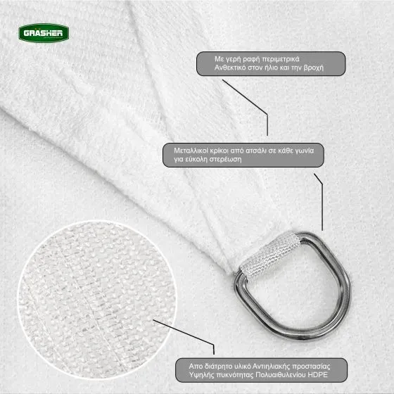MyAgroMarket πανί σκίασης διάτρητο 5x5m με κρίκους HDPE
