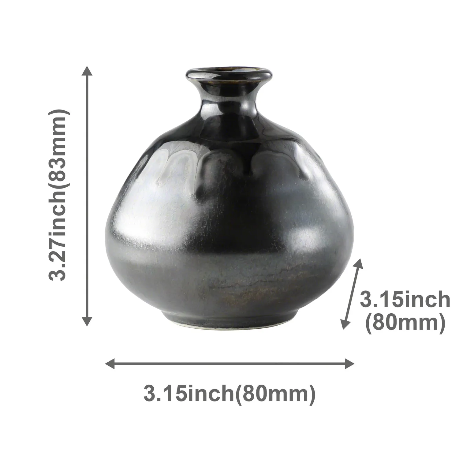 Wazakura Minoyaki βάζο ικεμπάνα μπουκάλι μαύρο 85mm