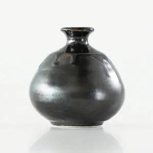 Wazakura Minoyaki Ikebana Flaschenform βάζο μεταλλικό μαύρο