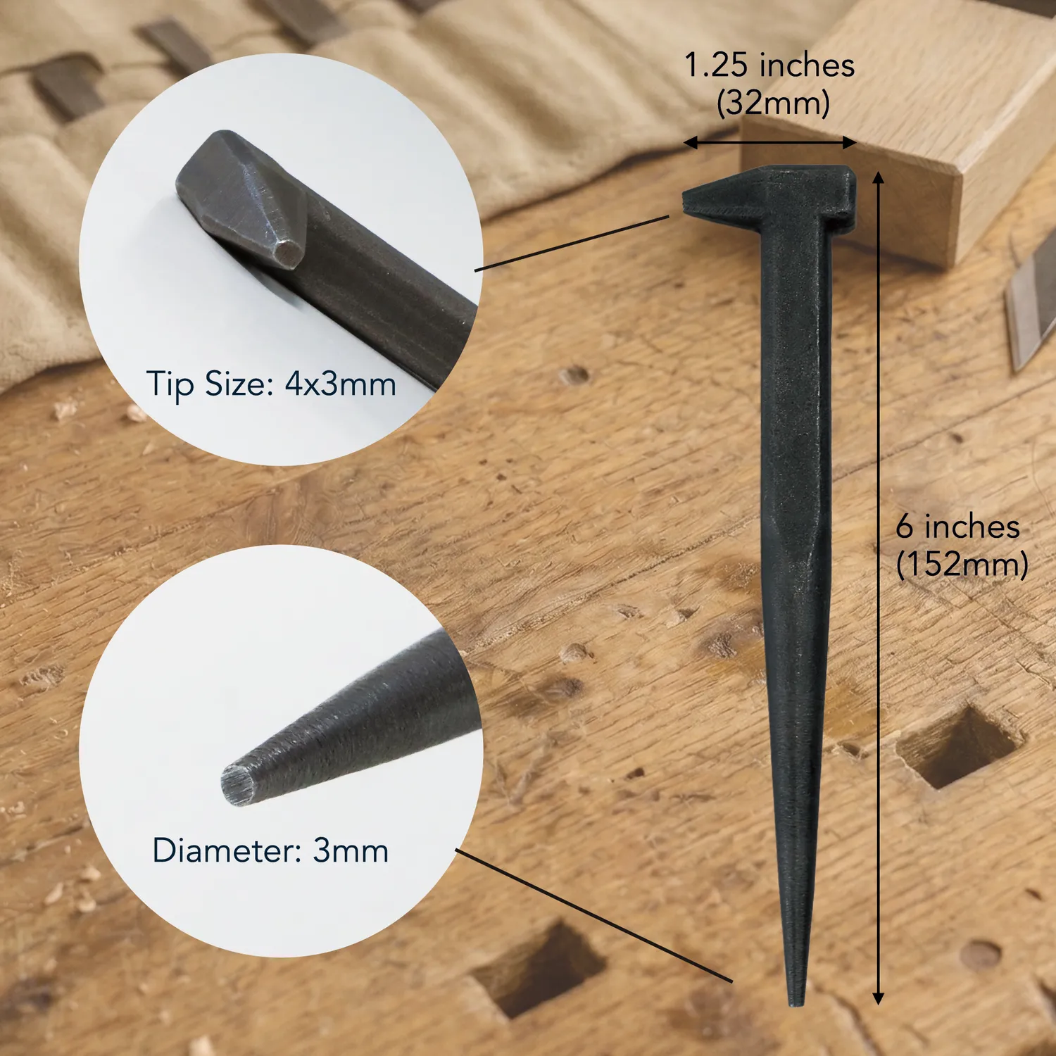 Wazakura Kugishime πονταδόρος ξυλουργικής 3mm διπλός