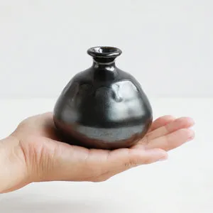 Wazakura Minoyaki Ikebana Flaschenform βάζο μεταλλικό μαύρο