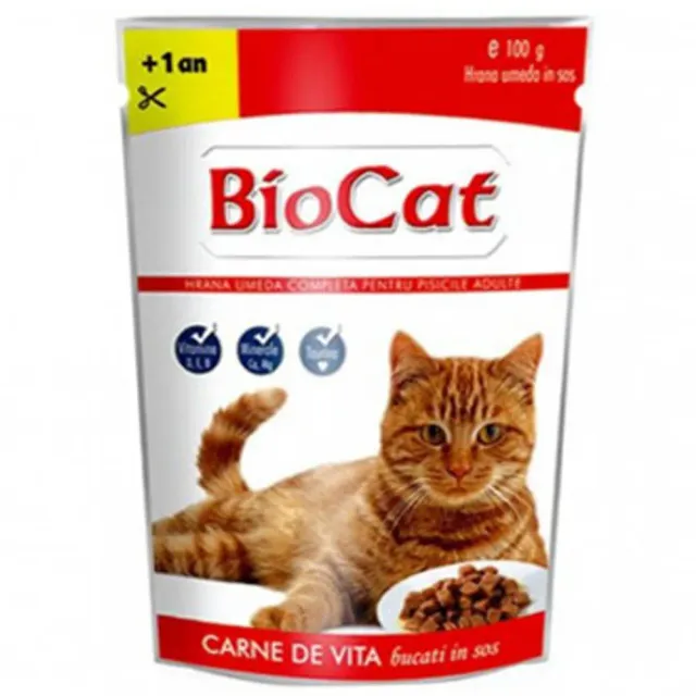 MyAgroMarket Biocat υγρή τροφή γάτας μοσχάρι 100gr