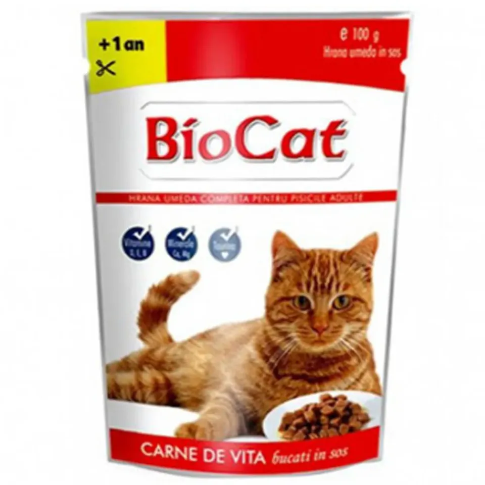 MyAgroMarket Biocat υγρή τροφή γάτας μοσχάρι 100gr