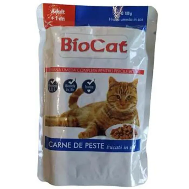 MyAgroMarket Biocat υγρή τροφή γάτας ψάρι 100gr με ταυρίνη