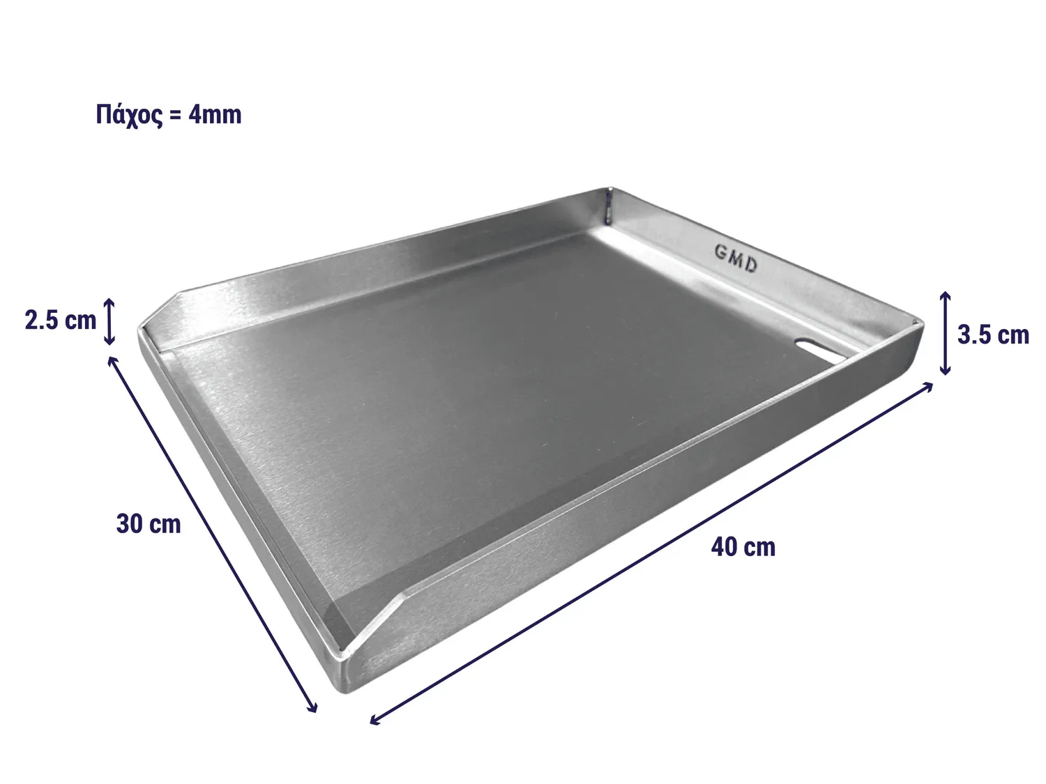 GMD πλάκα ψησίματος ανοξείδωτη 40x30cm 4mm ελληνική
