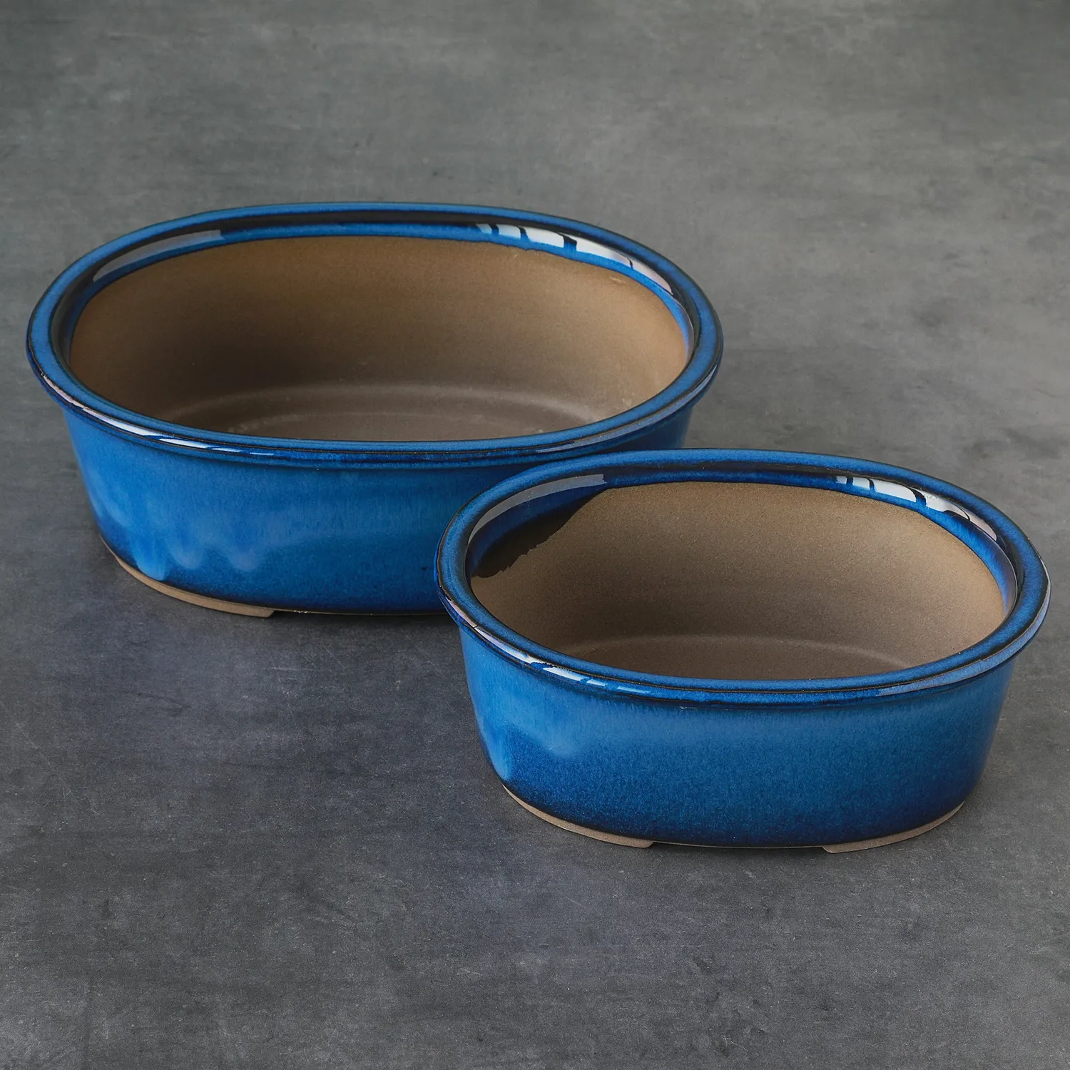 Wazakura Banko Οβάλ Γλάστρες Bonsai 2τμχ Namako Blue